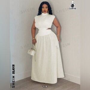 New Plus Size White Dress with open side details